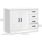 HOMCOM Modern 41.3" L Sideboard Buffet Cabinet with 4 Drawers and 2 Beadboard Doors - White-Fits nicely in the dining room, kitchen, living room, or other limited spaces that need storage
