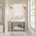 Modway Gridiron 36" Bathroom Vanity - White/Silver-8" Centerset Faucet Holes