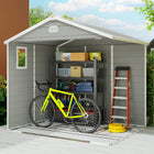 Outsunny 8' x 6' Garden Storage Shed - Grey-Door is equipped with latch for item safety
