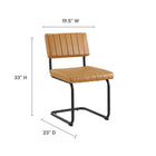 Modway Parity Vegan Leather Dining Side Chairs - Black/Tan - 2 Pack-Channel Tufted