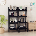 HOMCOM 4 Tier Ladder Shelf Bookcase - Black - Set of 2-Ideal for storing and displaying books, towels, plants, photos and more 