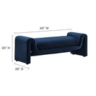 Modway Waverly Performance Velvet Bench - Midnight Blue-Performance Velvet Upholstery