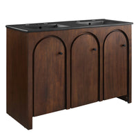 Modway Appia 48" Double Sink Bathroom Vanity - Walnut/Black-Soft-Close Hinges