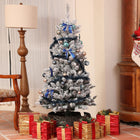 HOMCOM 5' Pre-Lit Artificial Christmas Tree with LEDs and Decorations - White-Quick setup due to section design 