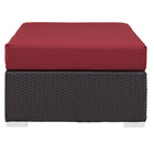 Modway Convene Outdoor Patio Fabric Rectangle Ottoman - Espresso/Red-Machine Washable Cushion Covers