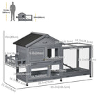 PawHut Wooden Rabbit Hutch with Openable Roof and Storage Box - Dark Grey-Sliding trays facilitate cleaning 