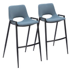 Zuo Desi Barstool - Azure Grey - Set of 2-Armrest support