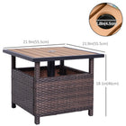 Outsunny 22" Square Steel PE Rattan Wicker Table With Umbrella Hole-Table top is constructed of PS board which has the beauty of wood but easier to maintain  