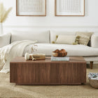 Hudson&Canal Reyes 48"W Rectangular Coffee Table - Satin Walnut-Finished in wood-look antiqued satin walnut