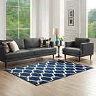 Modway Beltara Chain Link Transitional Trellis Area Rug - 5 ft W x 8 ft L - Moroccan Blue/Ivory-Tight Low Pile Weave