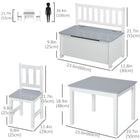 Qaba 4-Piece Kids Wood Table & Chair Bench Set - Grey & White-Provides convenient storage for organizing books, toys, and snacks
