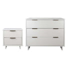 Manhattan Comfort Granville Modern Dresser and Nightstand Set - White-Modern-Contemporary with a taste of Glam Bedroom Dresser Set. Includes 1 Dresser and 1 Nightstand.