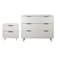 Manhattan Comfort Granville Modern Dresser and Nightstand Set - White-Modern-Contemporary with a taste of Glam Bedroom Dresser Set. Includes 1 Dresser and 1 Nightstand.