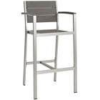Modway Shore Outdoor Patio Aluminum Bar Stool - Silver Gray-Modern Outdoor Bar Stool