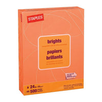 Staples Brights Coloured Copy Paper - Letter - 8-1/2" x 11" - Orange - 500 Sheets-For use in laser and inkjet printers