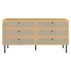 Modway Chaucer 6-Drawer Dresser - Oak-Oval Rattan