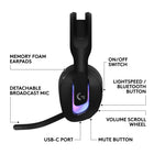 Logitech G522 Lightspeed  Wireless Gaming Headset - Full-Band Mic - Advanced Audio -Tri-Connect - Black-8