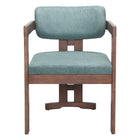 Zuo Poly Dining Chair - Moss Grey/Walnut-Cozy polyester linen fabric