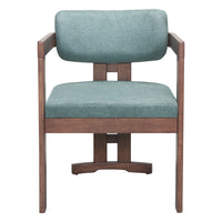 Zuo Poly Dining Chair - Moss Grey/Walnut-Cozy polyester linen fabric