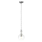 Hudson&Canal Verona 7" Wide Pendant with Glass Shade - Brushed Nickel/Clear-Paired with a clear dome glass shade