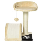 PawHut 18" Cat Scratching Tree and Kitty House with Hanging Toy - Beige-Net Weight: 5.6lbs 