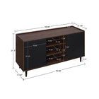 Manhattan Comfort Duane 59.05" Mid-Century Modern Sideboard - Dark Brown and Black-2 Sliding Doors on Plastic Track