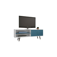 Manhattan Comfort Liberty MDP and MDF 62.99"W TV Stand, White and Aqua Blue (201AMC63)-Free Standing TV Stand for Living Room and Bedroom use.