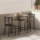 HOMCOM 31.5" 3-Piece Dining Set with Storage Shelf - Rustic Brown-Made of robust MDF and metal frame for durability