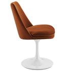 Modway Lippa Swivel Dining Performance Velvet Side Chair - White Rust-Plastic Rubber Ring for Floor Protection