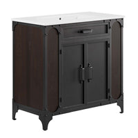 Modway Steamforge 36" Bathroom Vanity - White/Black-Industrial Modern Bathroom Vanity