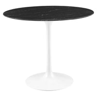 Modway Lippa 36" Round Faux Marble Dining Table - White Black-Modern Dining Table