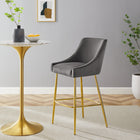 Modway Discern Performance Velvet Bar Stool - Gray-Performance Velvet Upholstery
