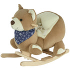 Qaba Baby Bear Design Rocking Horse - Brown-Solid wood curved base to rock back and forth gently and smoothly 