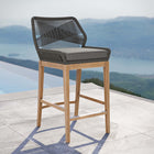 Modway Wellspring Outdoor Patio Teak Wood Bar Stool - Gray Graphite-Premium Teak Wood Base