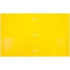 JAM Paper Heavy Duty Plastic 3 Hole Punch Two-Pocket School Folders - Yellow - 6 Pack-Size: 9.5 x 11.625 inches | Easily fits 8.5" x 11" documents