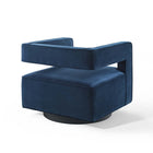 Modway Booth Performance Velvet Performance Velvet Swivel Armchair - Midnight Blue-Textured Matte Black Iron Base