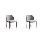 Manhattan Comfort Flor 22.83" Modern Twill Weave Upholstered Dining Chair - Grey - Set of 2-Modern Dining Chair Perfect for Dining and Home Office Use