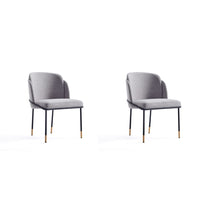Manhattan Comfort Flor 22.83" Modern Twill Weave Upholstered Dining Chair - Grey - Set of 2-Modern Dining Chair Perfect for Dining and Home Office Use