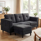 HOMCOM 76" L-Shaped Sectional Sofa with Changeable Chaise - Black-High-density foam padding seat cushions provide comfort