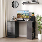 HOMCOM 47.25" Computer Desk with Storage - Black-Three drawers and three open shelves for storage and organization 
