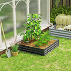 Outsunny Galvanized Steel Planter Raised Garden Bed - 47" L x 47" W x 12" H - Light Grey-Open bottom design makes it great for long rooted plants 