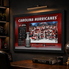 Frameworth Carolina Hurricanes 16" H x 24" W Frame 2026 Stanley Cup Champions Stats Framed Wall Art 16x24 Frameworth - Licensed NHL/NHLPA-FINISHED SIZE 16" x 24": Vertical framed display sized for living rooms, offices, fan caves, and sports rooms