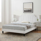 Modway Sienna Performance Velvet King Platform Bed - White-Wood Slat Support System
