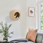 PawHut Mounted Condo Cat Wall Shelf with Cushion - Beige-Constructed from cattail for a natural look 