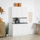 HOMCOM 71" H Kitchen Pantry Cabinet with Adjustable Shelf and Drawer - High Gloss White-Multiple door cabinets with shelves to store dishes, pots and pans, dry goods or appliances 