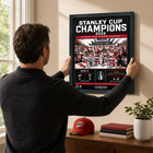Frameworth Carolina Hurricanes 2026 Stanley Cup Champions Scoreboard Design PhotoGlass Framed Photo - 18" W x 22" H-Finished size 18x22 inches: Vertical framed display sized for living rooms, offices, fan caves, and sports rooms