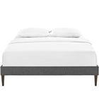 Modway Sharon Fabric Full Bed Frame with Squared Tapered Legs - Grey-Non-Marking Foot Glides