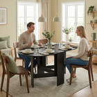 HOMCOM Oval Drop Leaf Space-Saving Folding Dining Table for 4-6 - Black-Length adjustability can make space for activities like homework, crafts, or games
