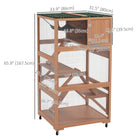 PawHut Catio 34" L Outdoor Cat House on Wheels - Orange-Suitable for three cats to share the divided den, up to 12 lbs (6kg) 