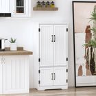 HOMCOM 48" H Kitchen Pantry Cabinet with Shelves - White-Equipped with the anti-tilt device 